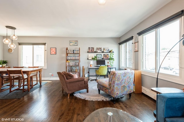 4248 N Keystone Ave Unit 2C, Chicago, IL 60641 - living area featuring a baseboard heating unit and wood finished floors
