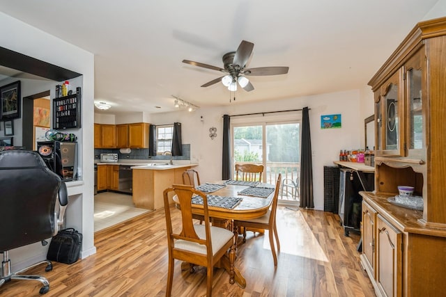 763 Highview Ct, Antioch, IL 60002 - dining space featuring light wood finished floors, ceiling fan, and track lighting