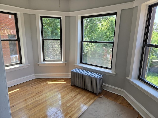 7543 S Yates Blvd, Chicago, IL 60649 - empty room with radiator heating unit, plenty of natural light, and wood finished floors