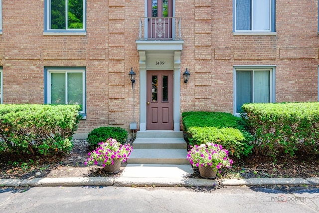 1499 Shermer Rd Unit 204E, Northbrook, IL 60062 - property entrance with brick siding and a balcony
