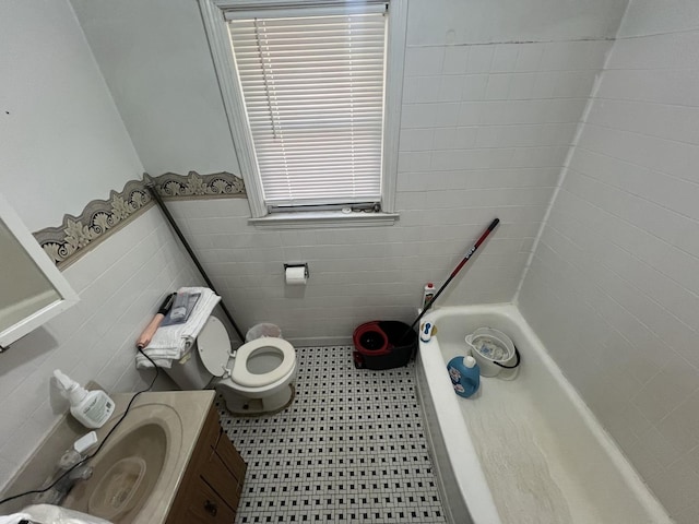 9013 La Crosse Ave, Skokie, IL 60077 - bathroom with tile walls, a tub, wainscoting, and a shower