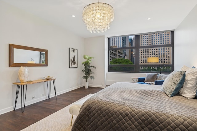 680 N Lake Shore Dr Unit 321, Chicago, IL 60611 - bedroom featuring wood finished floors, a chandelier, and recessed lighting