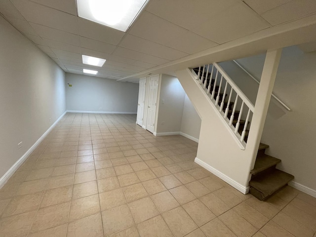 8148 W 111th St Unit C3, Palos Hills, IL 60465 - finished below grade area with stairs and tile patterned floors