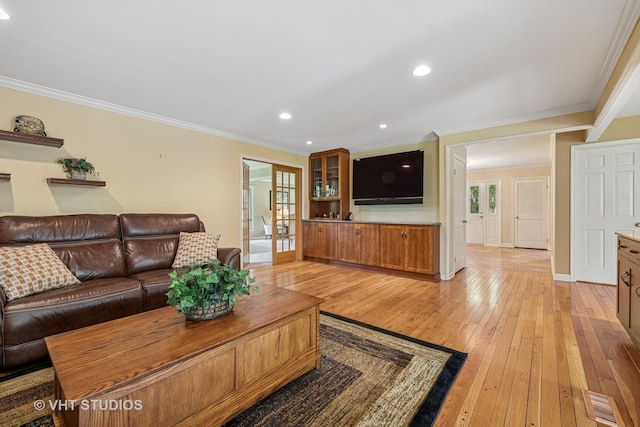 195 Cold Spring Rd, Barrington, IL 60010 - living area with light wood-style flooring, ornamental molding, and recessed lighting
