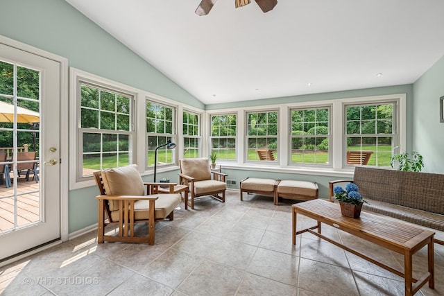 195 Cold Spring Rd, Barrington, IL 60010 - sunroom / solarium featuring lofted ceiling, plenty of natural light, and tile patterned flooring