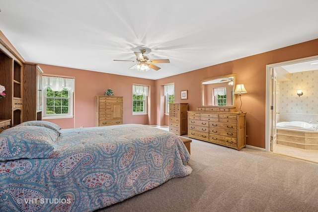 195 Cold Spring Rd, Barrington, IL 60010 - carpeted bedroom featuring a ceiling fan and ensuite bathroom
