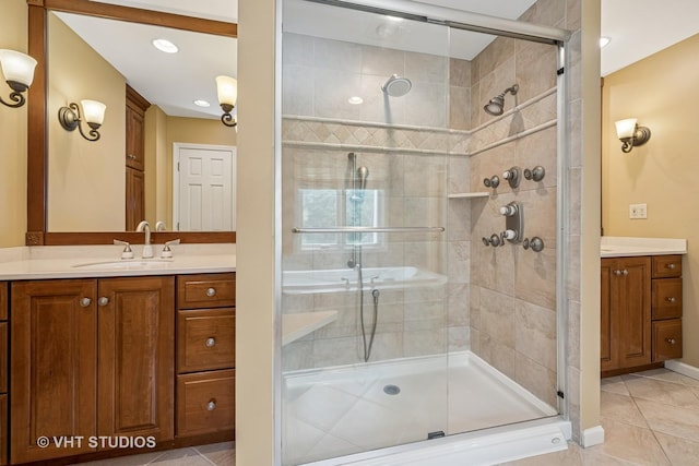195 Cold Spring Rd, Barrington, IL 60010 - bathroom with vanity, a shower stall, and tile patterned flooring