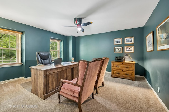 195 Cold Spring Rd, Barrington, IL 60010 - carpeted office space with a ceiling fan and baseboards
