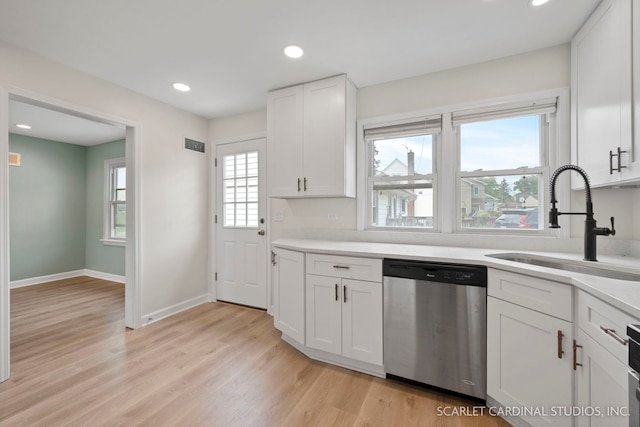 944 S Harvard Ave, Villa Park, IL 60181 - kitchen with dishwasher, light wood-style flooring, white cabinetry, recessed lighting, and light countertops