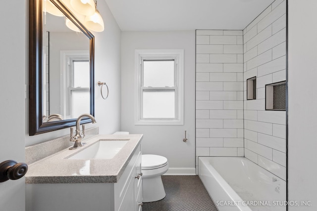 944 S Harvard Ave, Villa Park, IL 60181 - full bath with tile patterned floors, vanity, plenty of natural light, and shower / tub combination