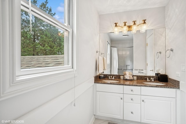 2007 Wilmette Ave, Wilmette, IL 60091 - full bathroom with double vanity and a shower with curtain