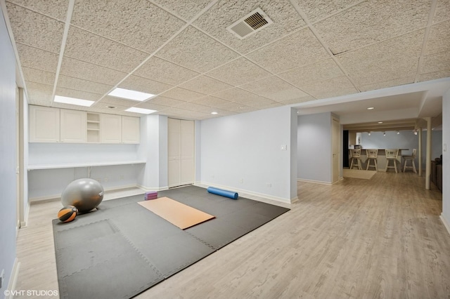 2007 Wilmette Ave, Wilmette, IL 60091 - exercise room with a drop ceiling, wood finished floors, and recessed lighting