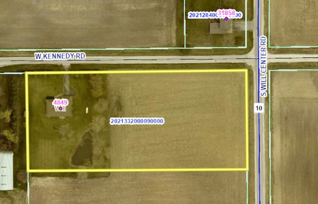 4849 W Kennedy Rd, Peotone, IL 60468 - aerial map of property and surrounding area with property parcel outlined