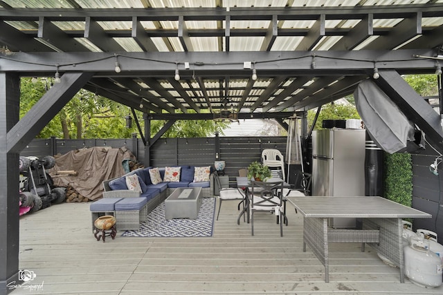 1318 S 6th Ave, Maywood, IL 60153 - wooden terrace featuring an outdoor hangout area and outdoor dining space