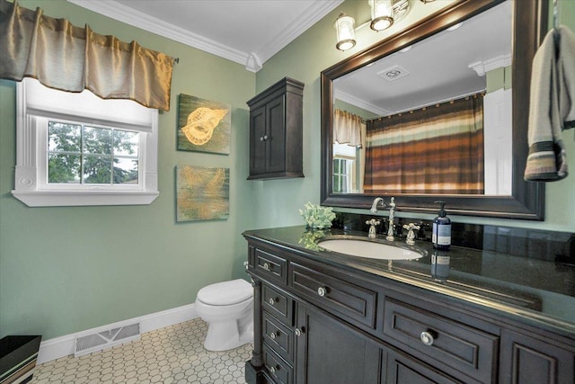 19615 116th Ave, Mokena, IL 60448 - bathroom featuring vanity, crown molding, and curtained shower