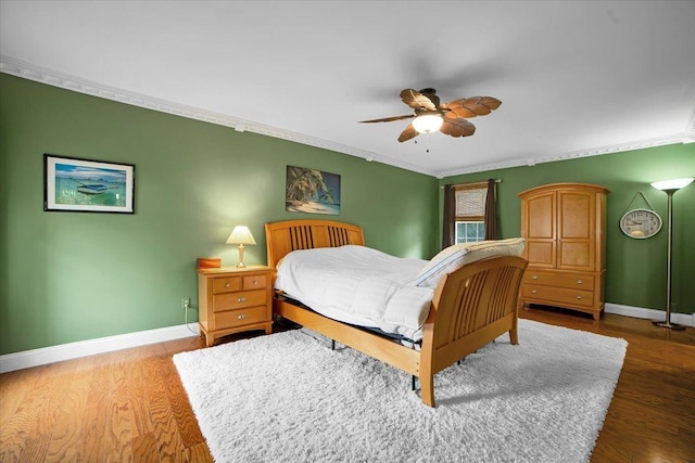 19615 116th Ave, Mokena, IL 60448 - bedroom featuring ornamental molding, wood finished floors, and a ceiling fan