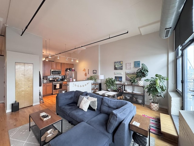 1224 W Van Buren St Unit 506, Chicago, IL 60607 - living room featuring light wood finished floors and track lighting