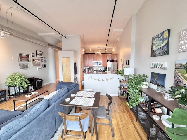 1224 W Van Buren St Unit 506, Chicago, IL 60607 - living room featuring rail lighting and light wood-type flooring