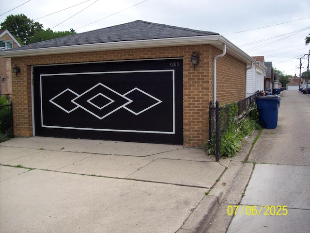 view of detached garage
