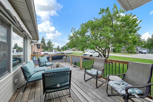 15929 Lorel Ave, Oak Forest, IL 60452 - wooden deck with an outdoor hangout area and a lawn
