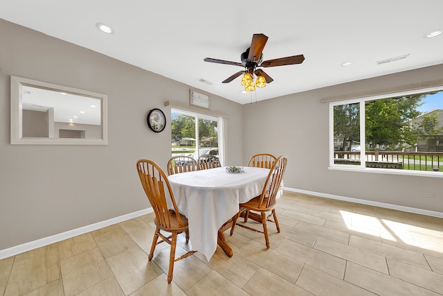 15929 Lorel Ave, Oak Forest, IL 60452 - dining area featuring plenty of natural light, ceiling fan, recessed lighting, and light wood finished floors