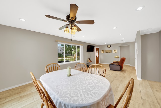 15929 Lorel Ave, Oak Forest, IL 60452 - dining area with recessed lighting, ceiling fan, and light wood-style floors