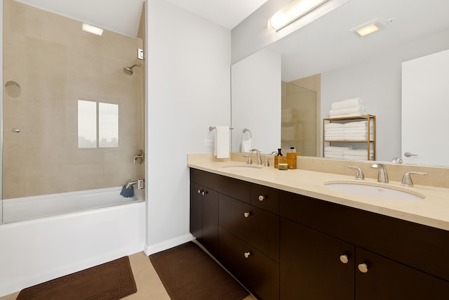 500 W Superior St Unit 1004, Chicago, IL 60654 - bathroom with double vanity, bathtub / shower combination, and tile patterned flooring