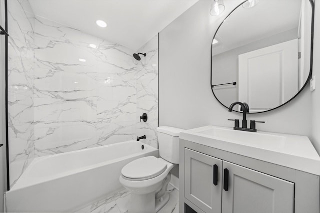 819 E 98th Pl, Chicago, IL 60628 - bathroom featuring vanity, marble look tiles, and bathing tub / shower combination