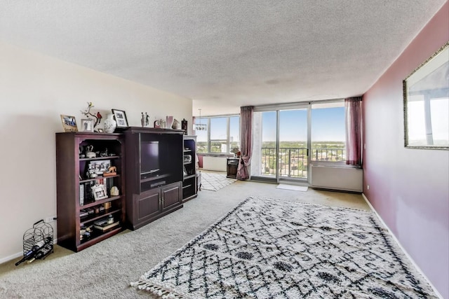 3925 Triumvera Dr Unit 14D, Glenview, IL 60025 - living area with light carpet and a textured ceiling