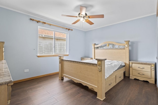 22514 Plum Creek Dr, Sauk Village, IL 60411 - bedroom featuring dark wood-style flooring, crown molding, and a ceiling fan