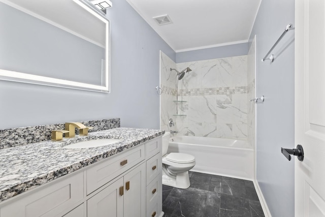 22514 Plum Creek Dr, Sauk Village, IL 60411 - full bath featuring vanity, bathing tub / shower combination, and marble finish flooring