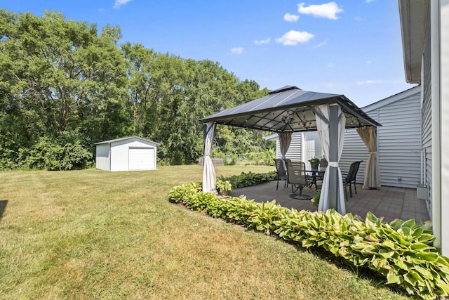 22514 Plum Creek Dr, Sauk Village, IL 60411 - view of green lawn with a gazebo, an outdoor structure, and a patio area