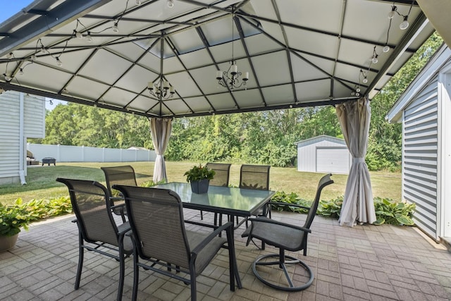 22514 Plum Creek Dr, Sauk Village, IL 60411 - view of patio / terrace featuring outdoor dining space, an outdoor structure, and a gazebo