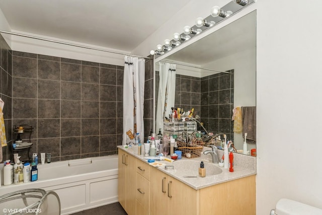 235 W Van Buren St Unit 1705, Chicago, IL 60607 - bathroom with vanity and shower / tub combo with curtain