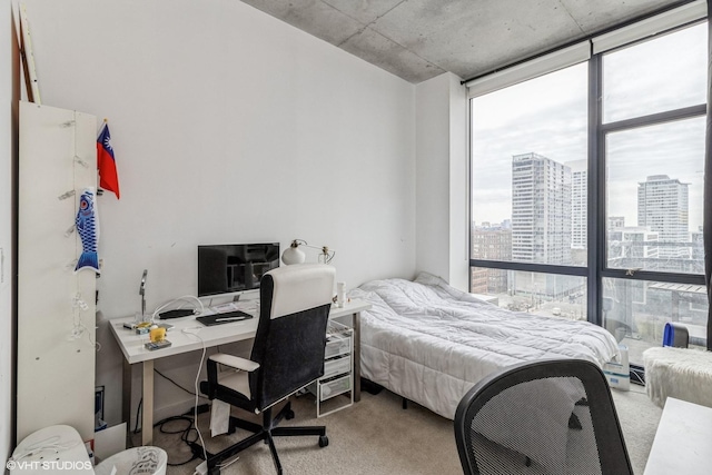 235 W Van Buren St Unit 1705, Chicago, IL 60607 - bedroom featuring light carpet, a desk, and expansive windows