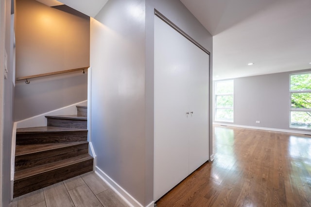 937 W Wrightwood Ave Unit C, Chicago, IL 60614 - stairs with wood finished floors and recessed lighting