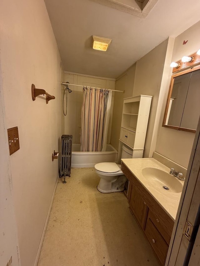 526 Grandview Dr, Round Lake Park, IL 60073 - full bathroom featuring radiator, vanity, and shower / bath combo