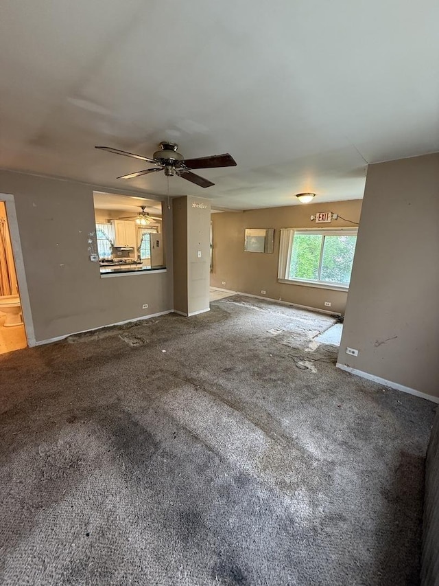 526 Grandview Dr, Round Lake Park, IL 60073 - unfurnished living room with carpet and a ceiling fan