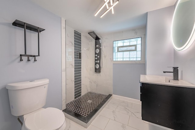 9340 S Elizabeth St, Chicago, IL 60620 - bathroom with marble finish floors, tiled shower, and vanity