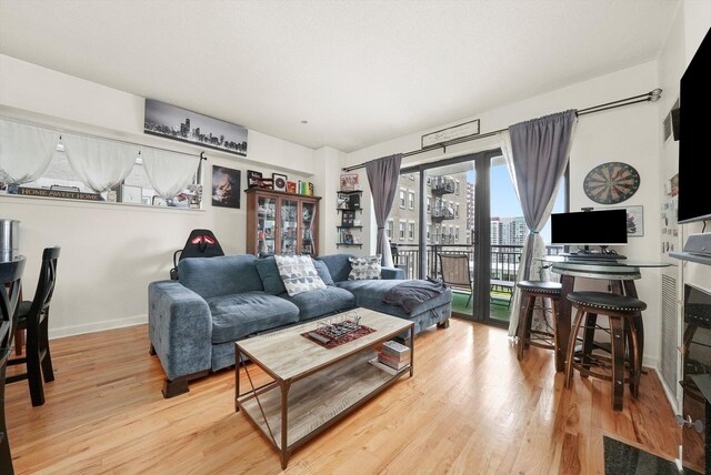 41 E 8th St Unit 1404, Chicago, IL 60605 - living room featuring wood finished floors and baseboards