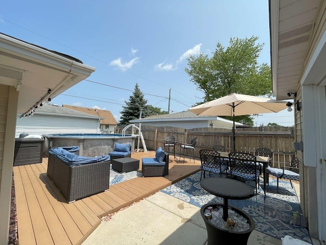 5428 138th St, Crestwood, IL 60418 - wooden deck with outdoor dining area