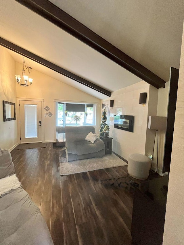 5428 138th St, Crestwood, IL 60418 - living area featuring dark wood finished floors and a chandelier