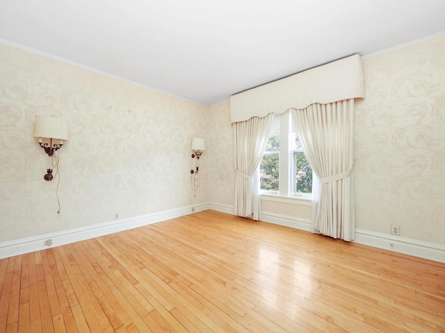 31 Bluff Ave, La Grange, IL 60525 - empty room with hardwood / wood-style floors, crown molding, and wallpapered walls