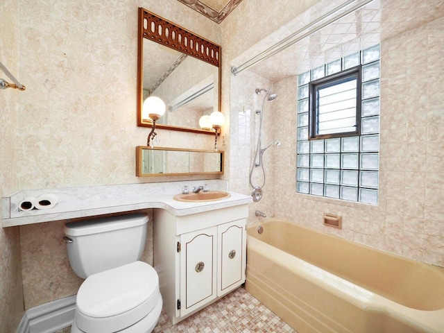31 Bluff Ave, La Grange, IL 60525 - full bathroom with wallpapered walls, shower / washtub combination, and vanity
