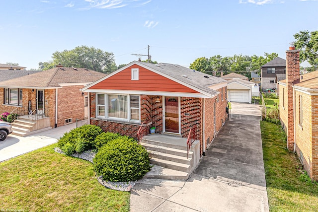 3855 W 107th St, Chicago, IL 60655 - bungalow-style house featuring brick siding, a garage, and a front yard