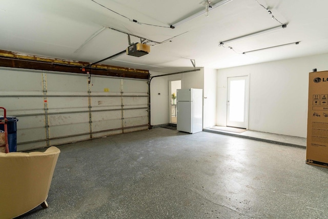 129 Highbury Dr, Elgin, IL 60120 - garage featuring freestanding refrigerator and a garage door opener