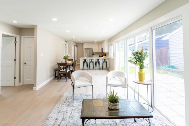 129 Highbury Dr, Elgin, IL 60120 - living room featuring light wood-type flooring and recessed lighting