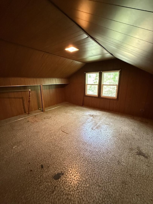 24576 W Norelius Ave, Round Lake, IL 60073 - additional living space with vaulted ceiling, wooden walls, and wood ceiling
