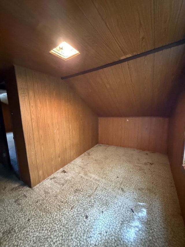24576 W Norelius Ave, Round Lake, IL 60073 - additional living space featuring lofted ceiling, wood ceiling, and wooden walls