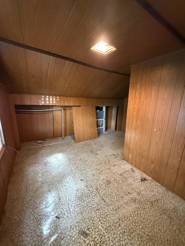 24576 W Norelius Ave, Round Lake, IL 60073 - unfurnished room featuring wooden ceiling, wooden walls, and vaulted ceiling